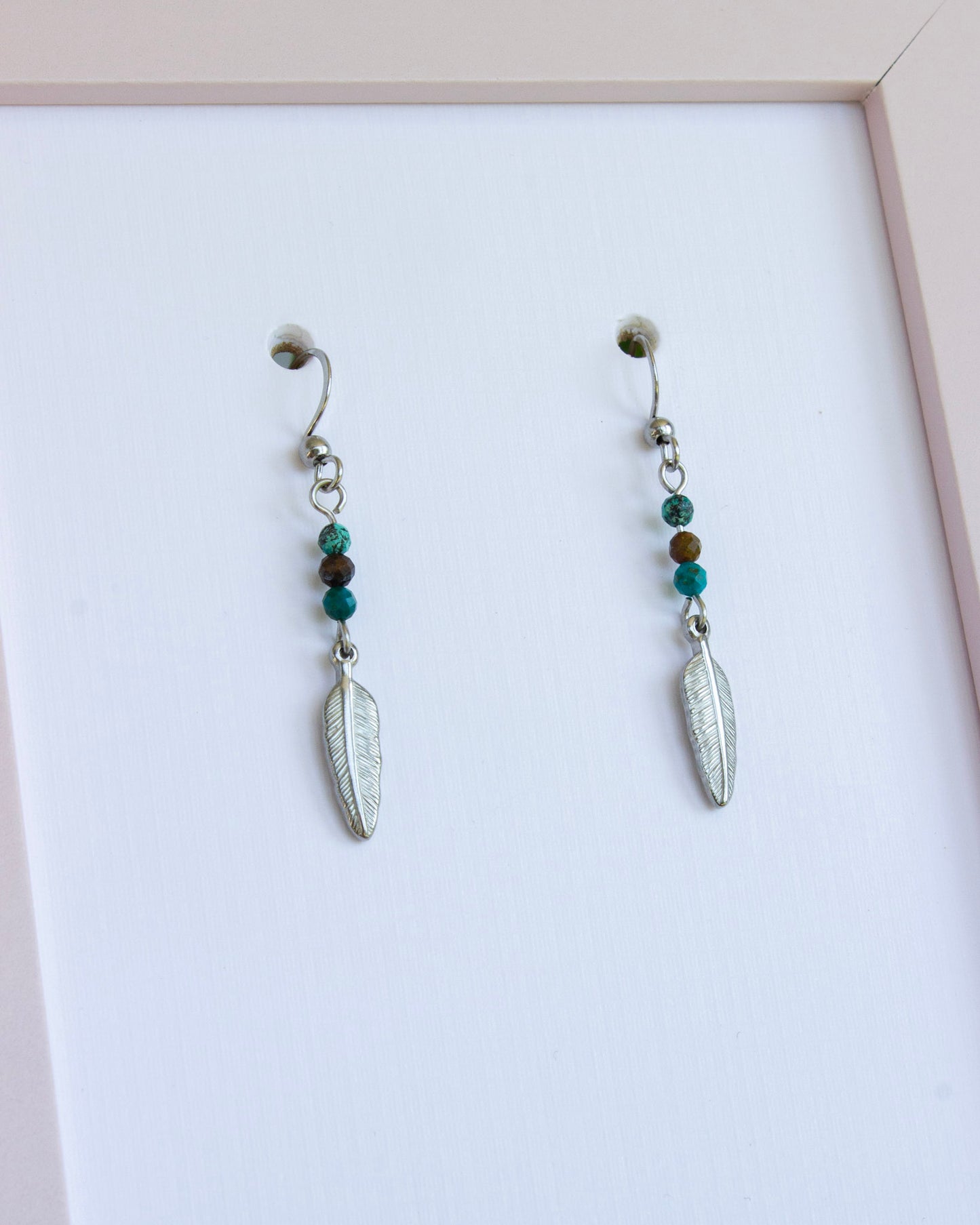 Ohrhänger Boho Feder | Chrysokoll | Silber | Edelstahl | OS050