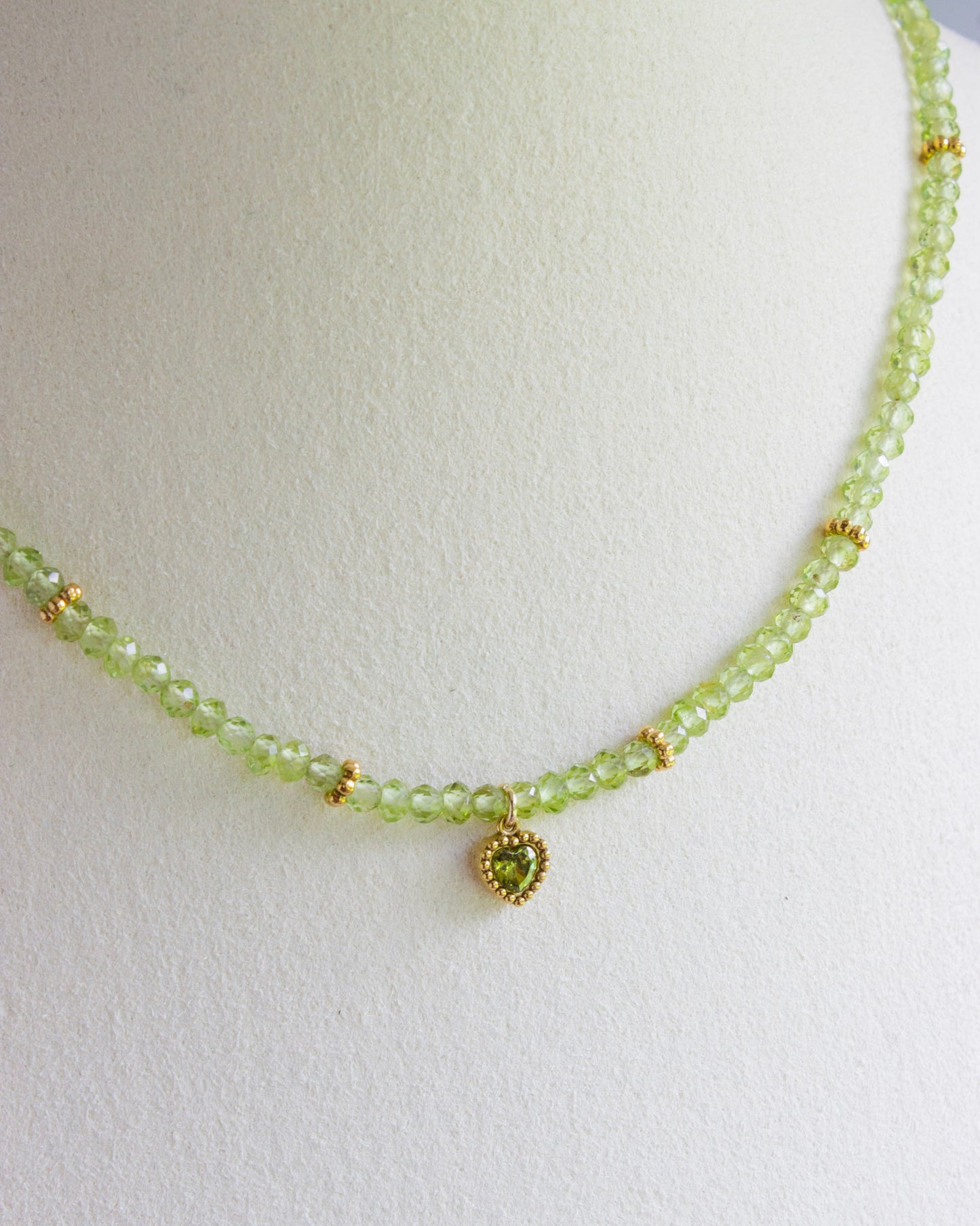 Kette | Herz | Peridot | Gold | Edelstahl | KP019
