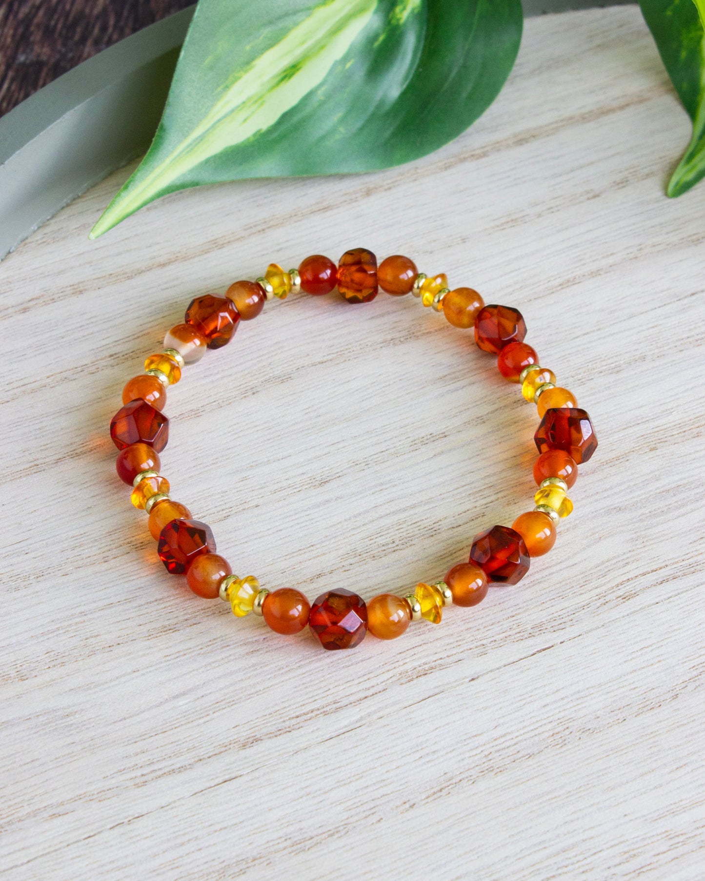 Armband | Bernstein & Karneol | Edelstahl | AE118