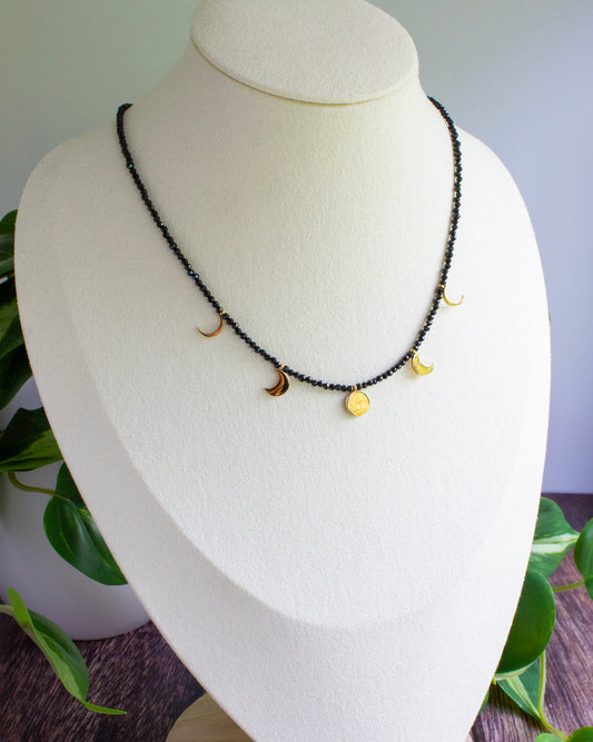 Kette Mondphase | Spinell | Gold | Edelstahl | KP017