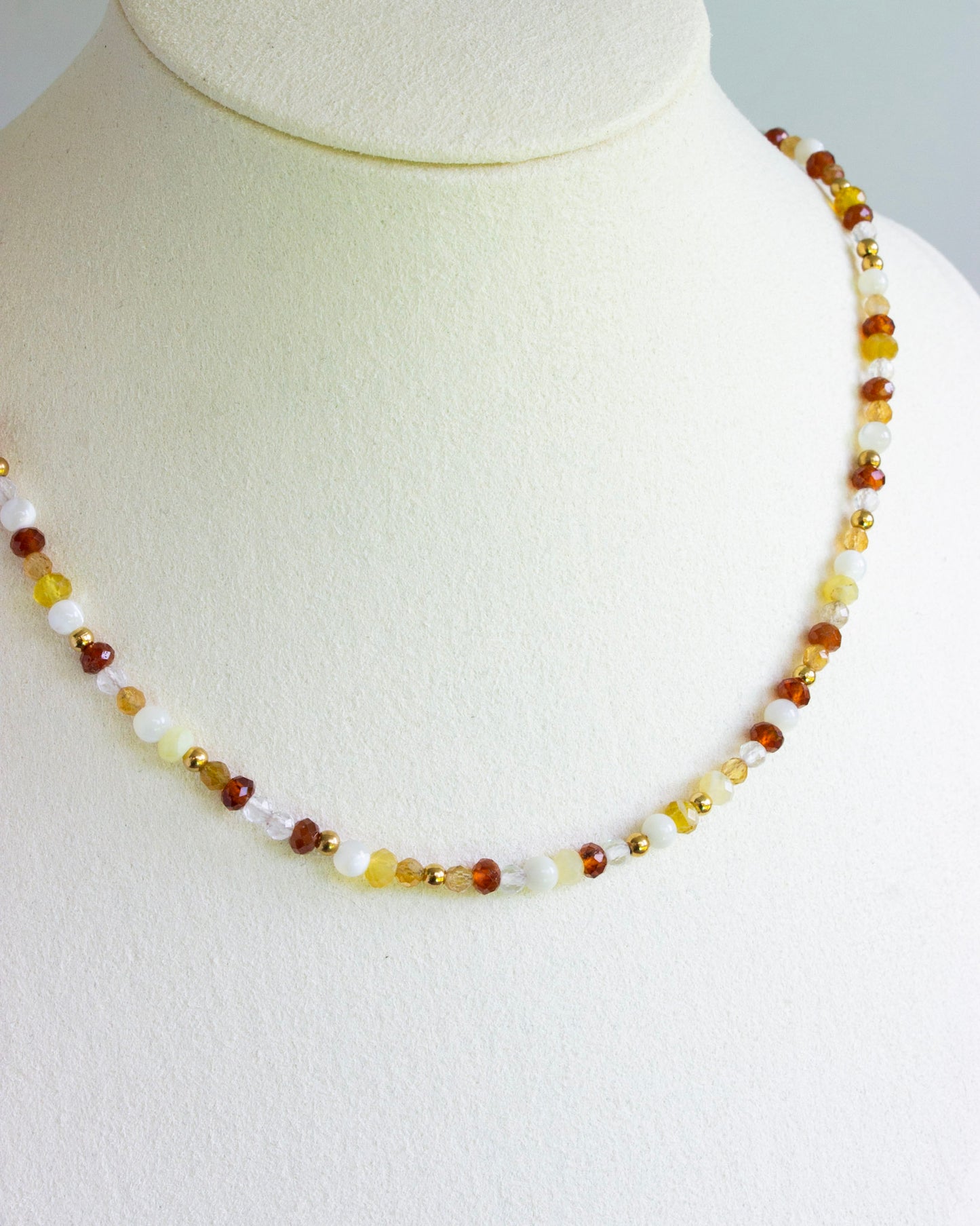 Kette | Honigopal Turmalin Hessonit | Gold | Edelstahl | KP021