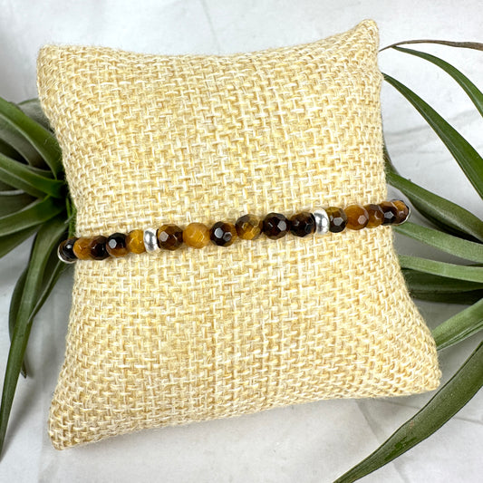 Kristallarmband Tigerauge Silber (AE048)