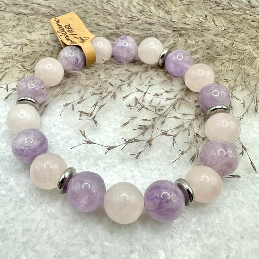 Armband Lavendelamethyst und Rosenquarz (AE067)