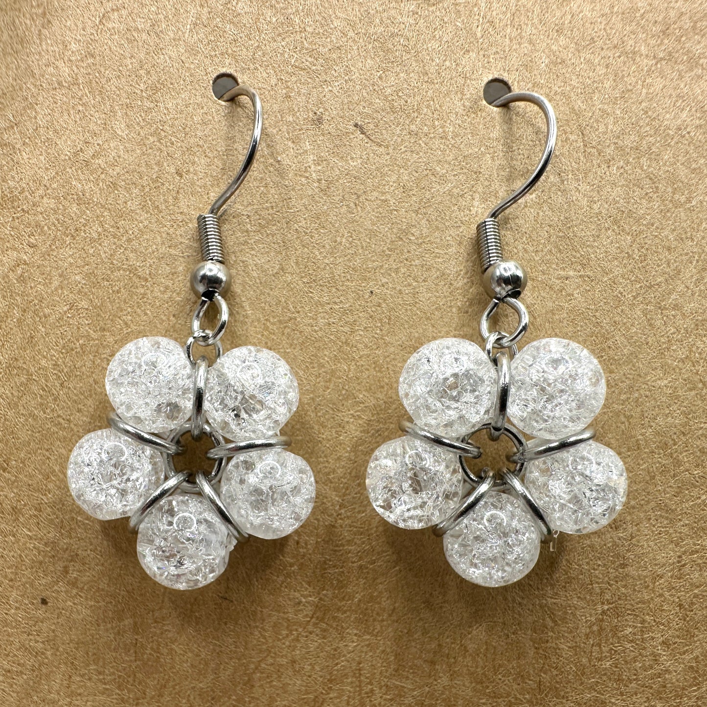 Ohrhänger Perlenblume Crackle Quarz (OS015)