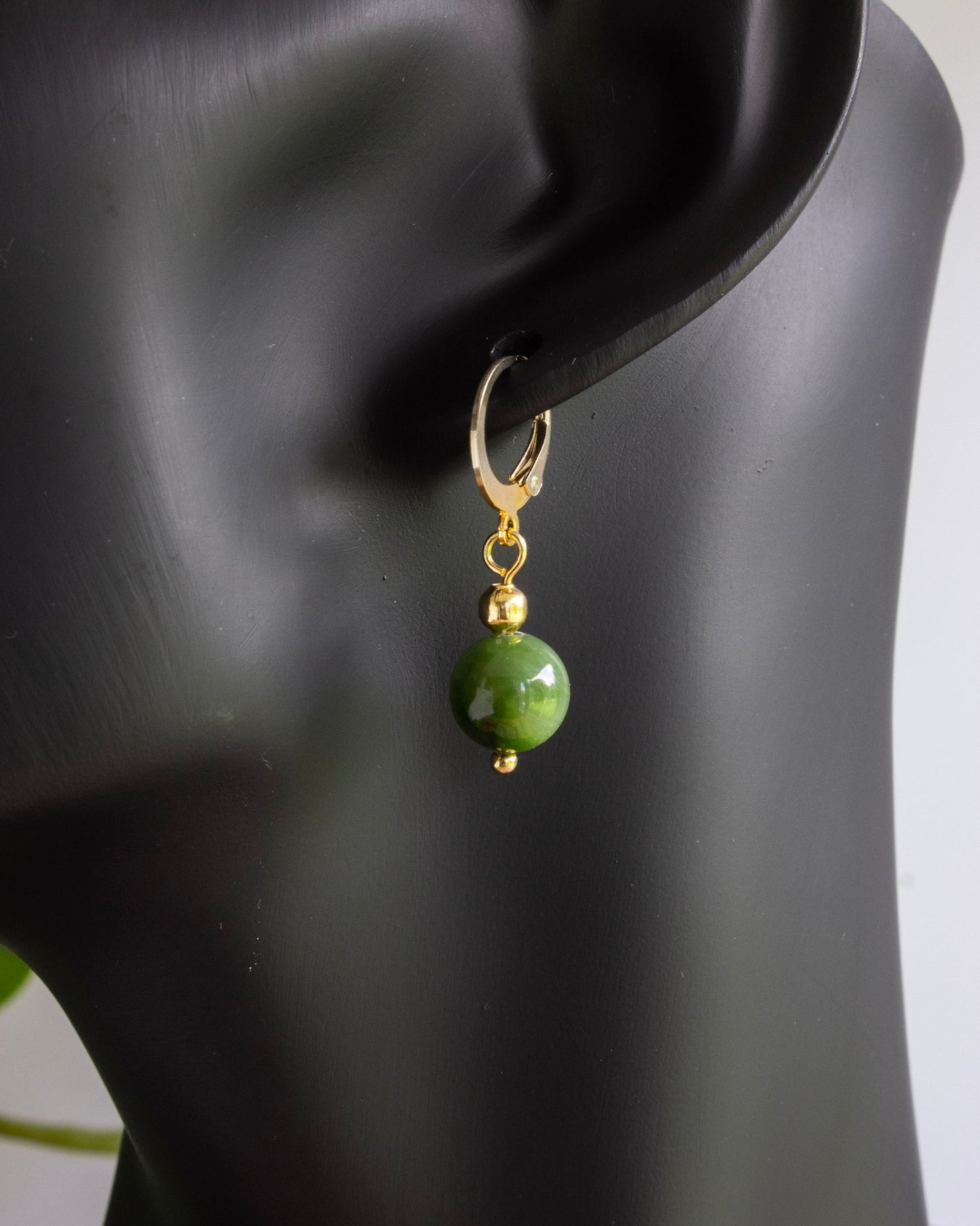 Ohrhänger | Nephrit Jade | Gold | Edelstahl | OS044