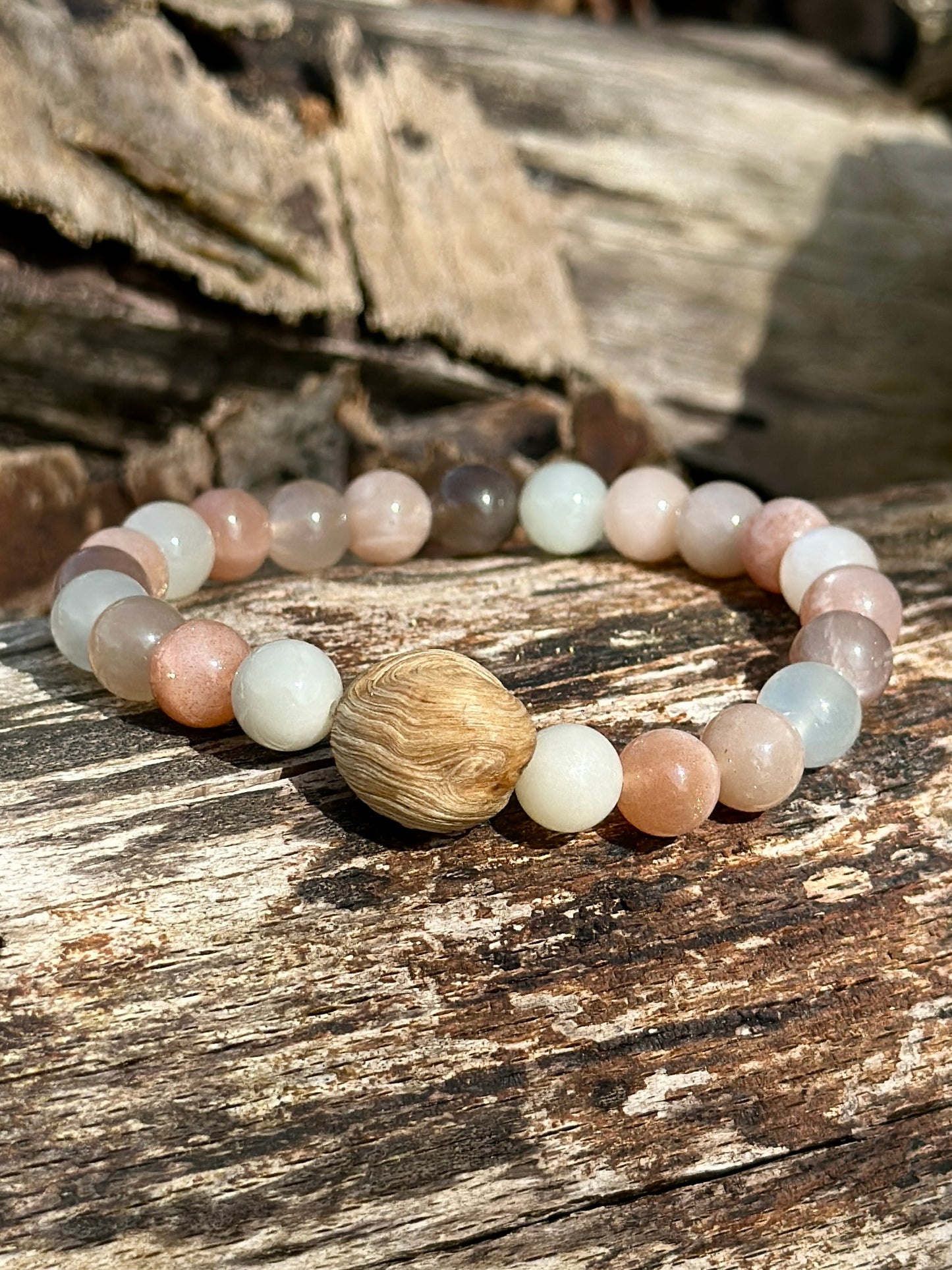 Baumperlen-Armband mit Mondstein