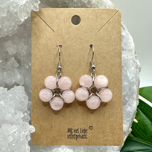 Ohrhänger Perlenblume Rosenquarz (OS013)