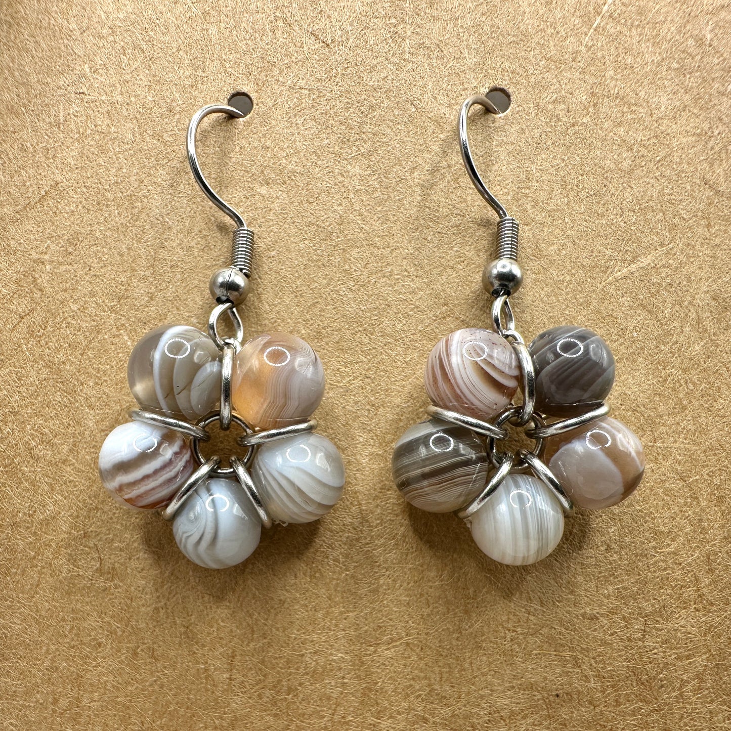 Ohrhänger Perlenblume Botswana Achat