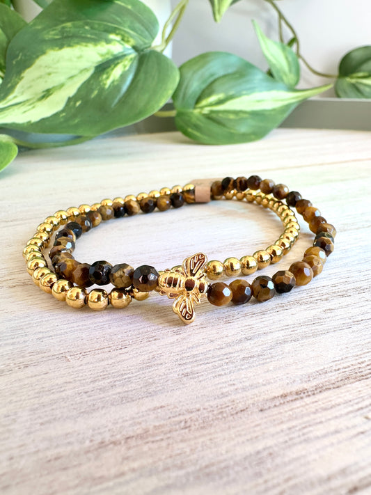 Layering Armband | Tigerauge | Gold | Edelstahl | AE123
