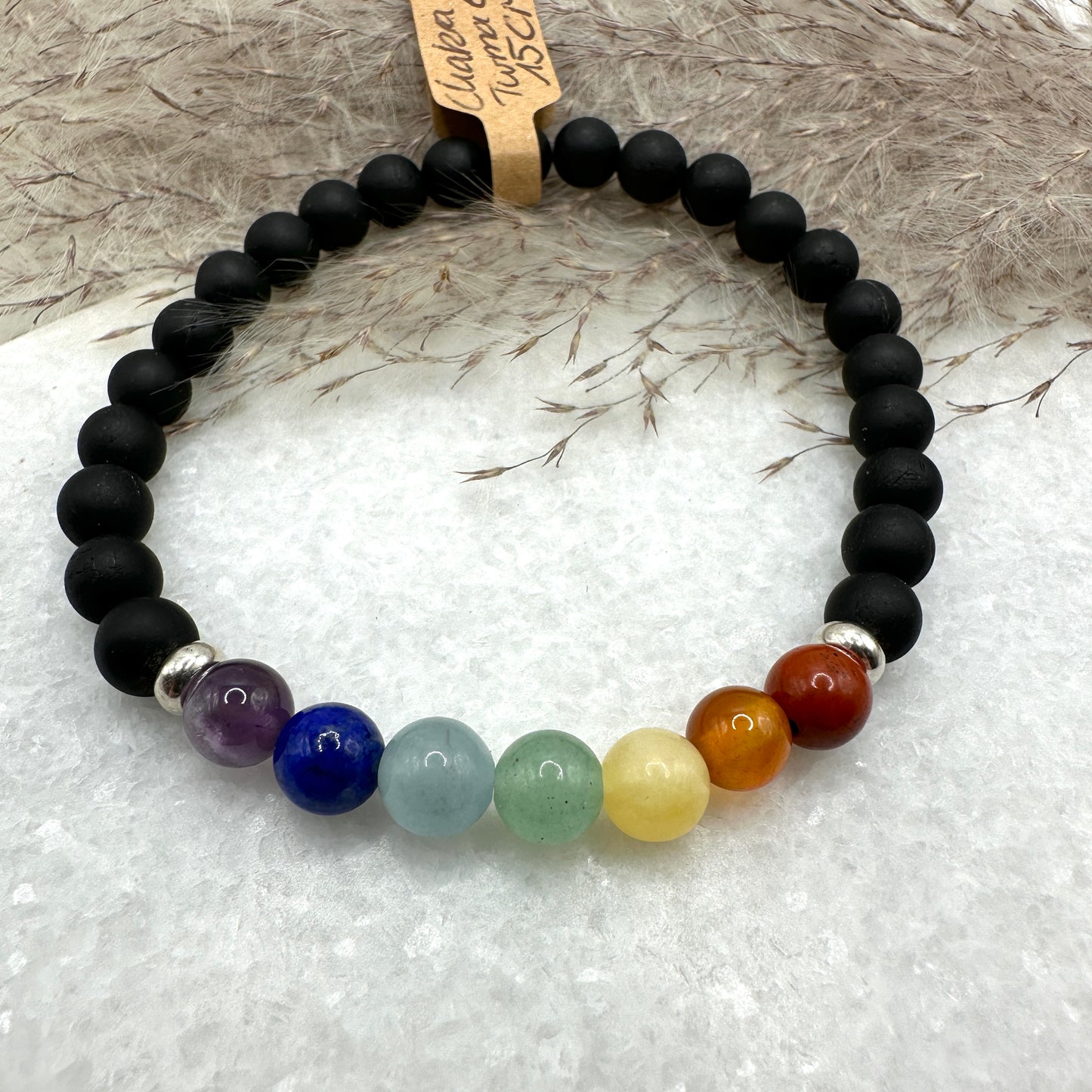 Chakra Armband mit Turmalin 15CM