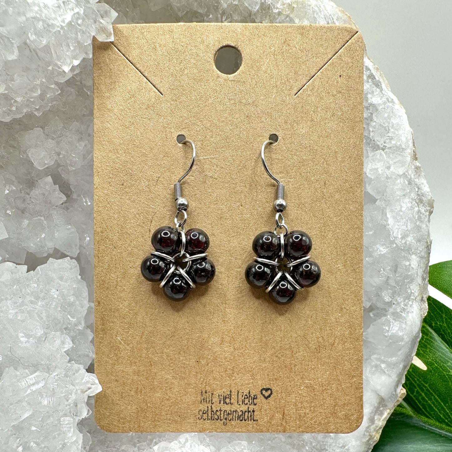 Ohrhänger Perlenblume Granat (OS019)