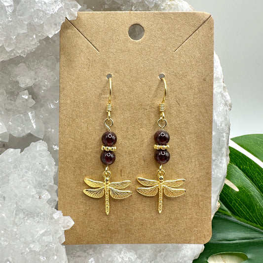 Ohrhänger Libelle Granat (OS007)