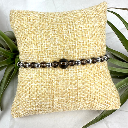 Kristallarmband Rauchquarz Silber (AE035)