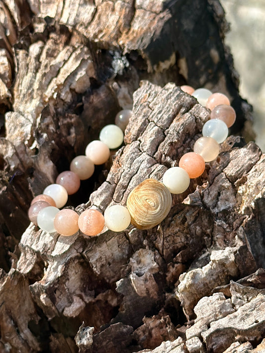 Baumperlen-Armband mit Mondstein