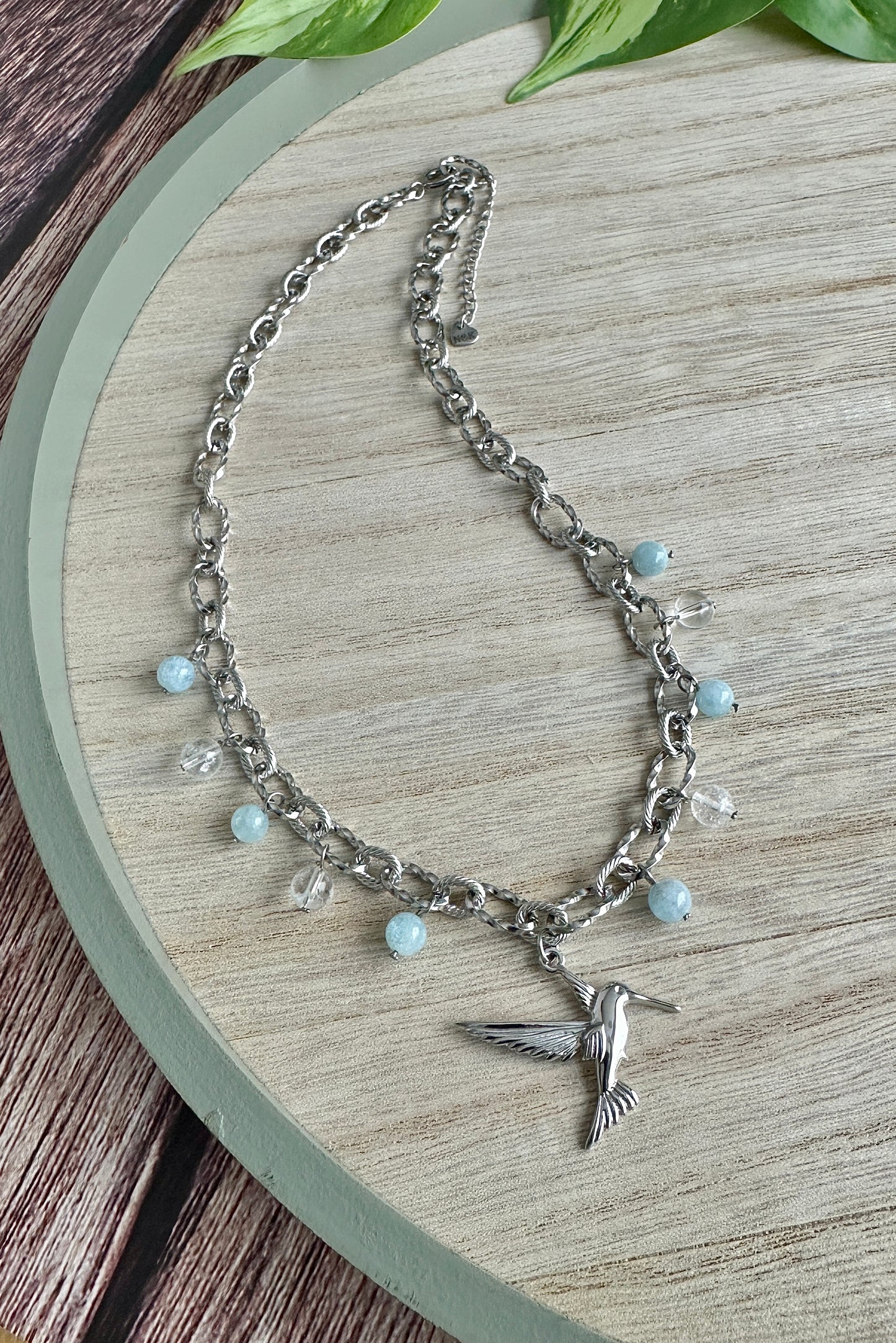 Kette Eisvogel | Aquamarin & Bergkristall | Silber | Edelstahl | KA008