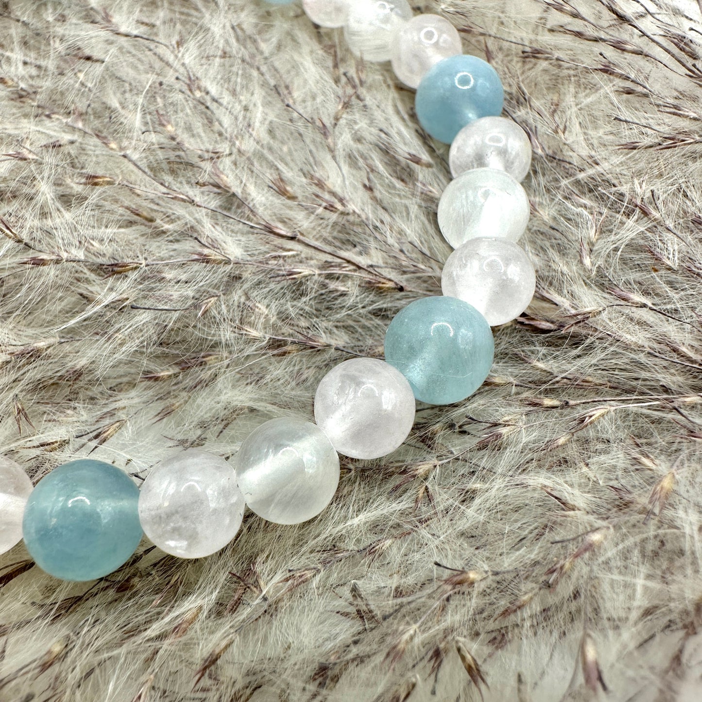 Armband Rosenquarz/Calcit/Aquamarin (AE075)