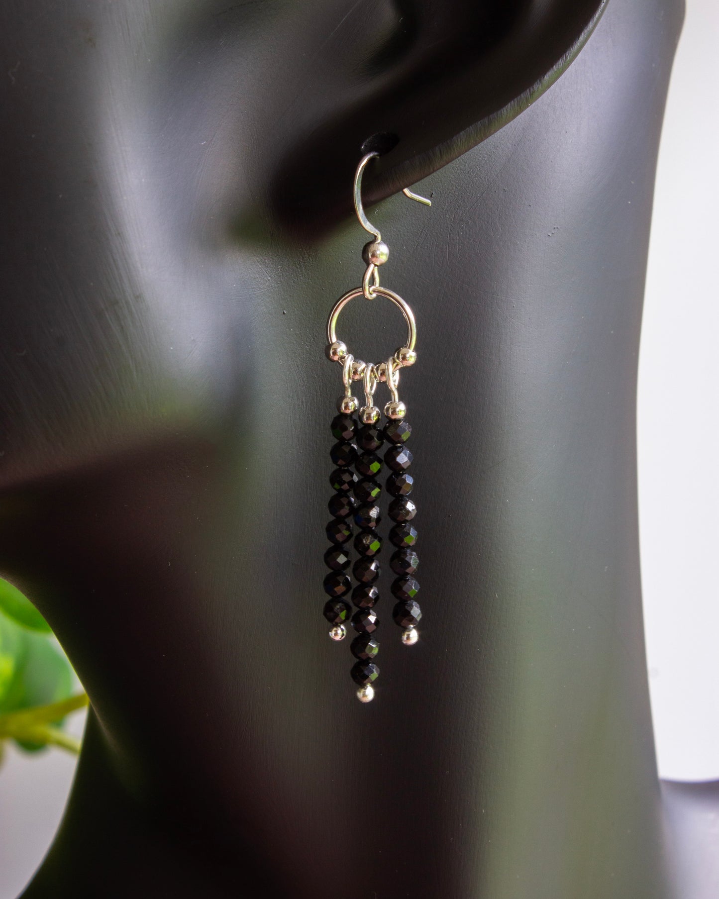 Ohrhänger | Boho | Schwarzer Turmalin | Silber | Edelstahl | OS039