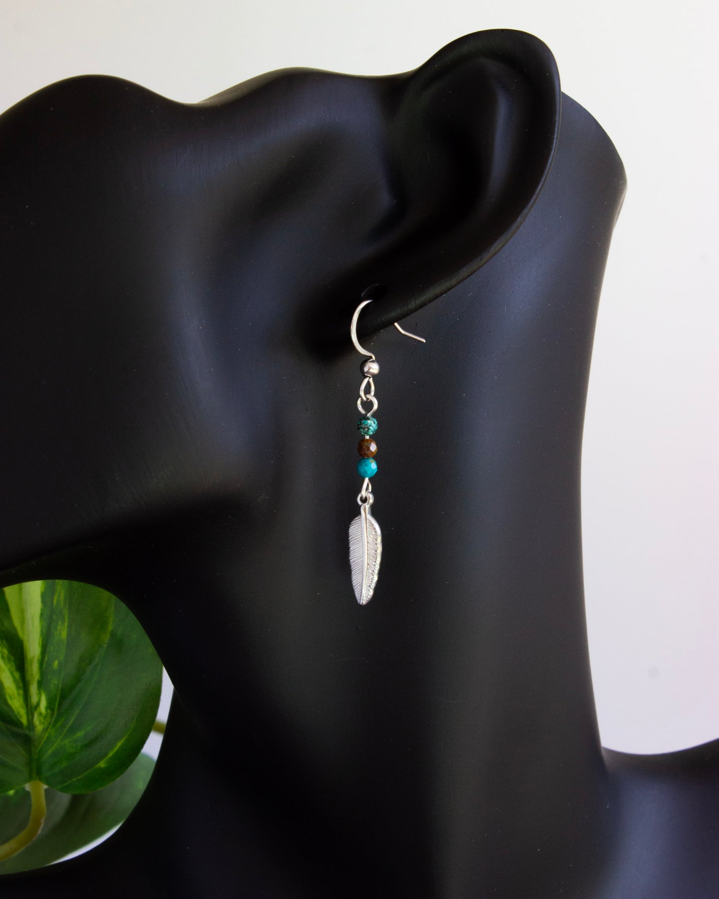 Ohrhänger Boho Feder | Chrysokoll | Silber | Edelstahl | OS050