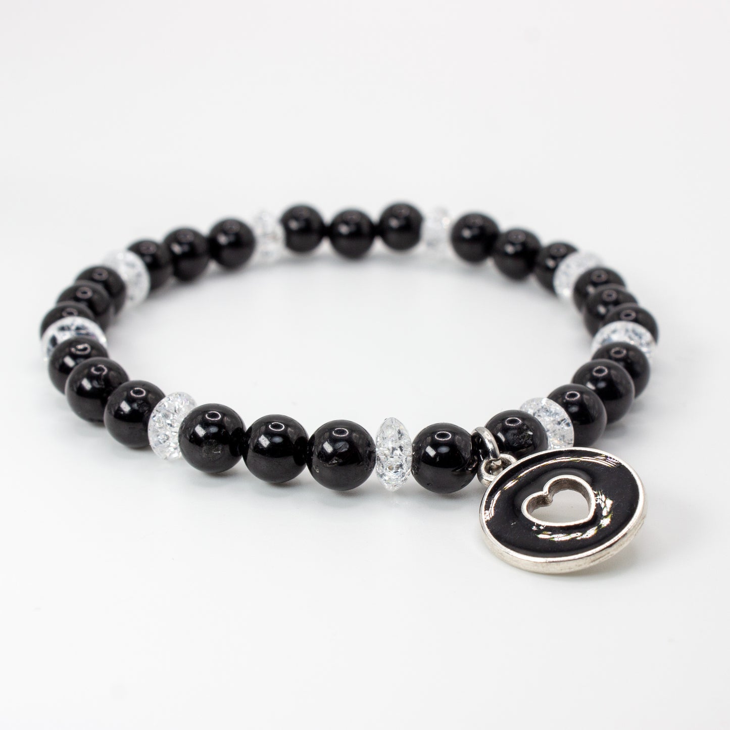 Kristallarmband "Black Heart" Silber