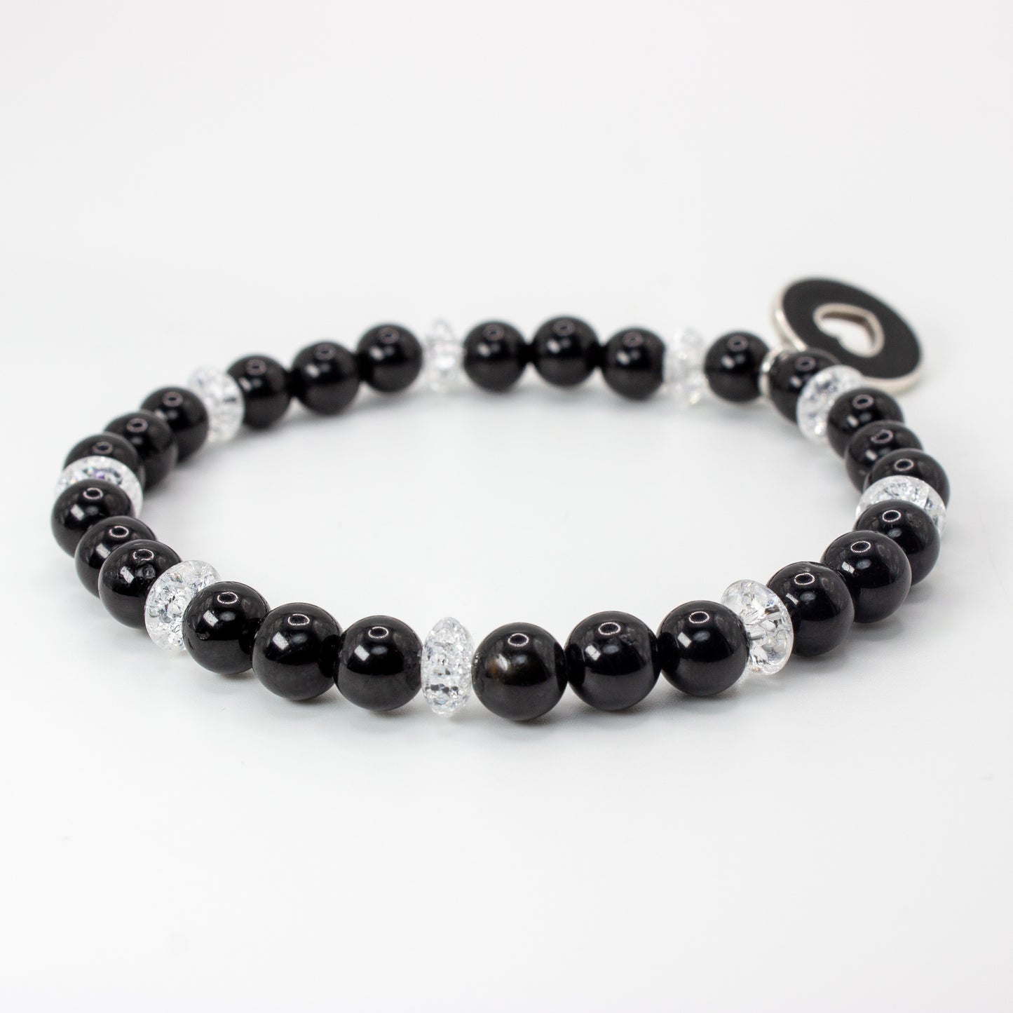 Kristallarmband "Black Heart" Silber