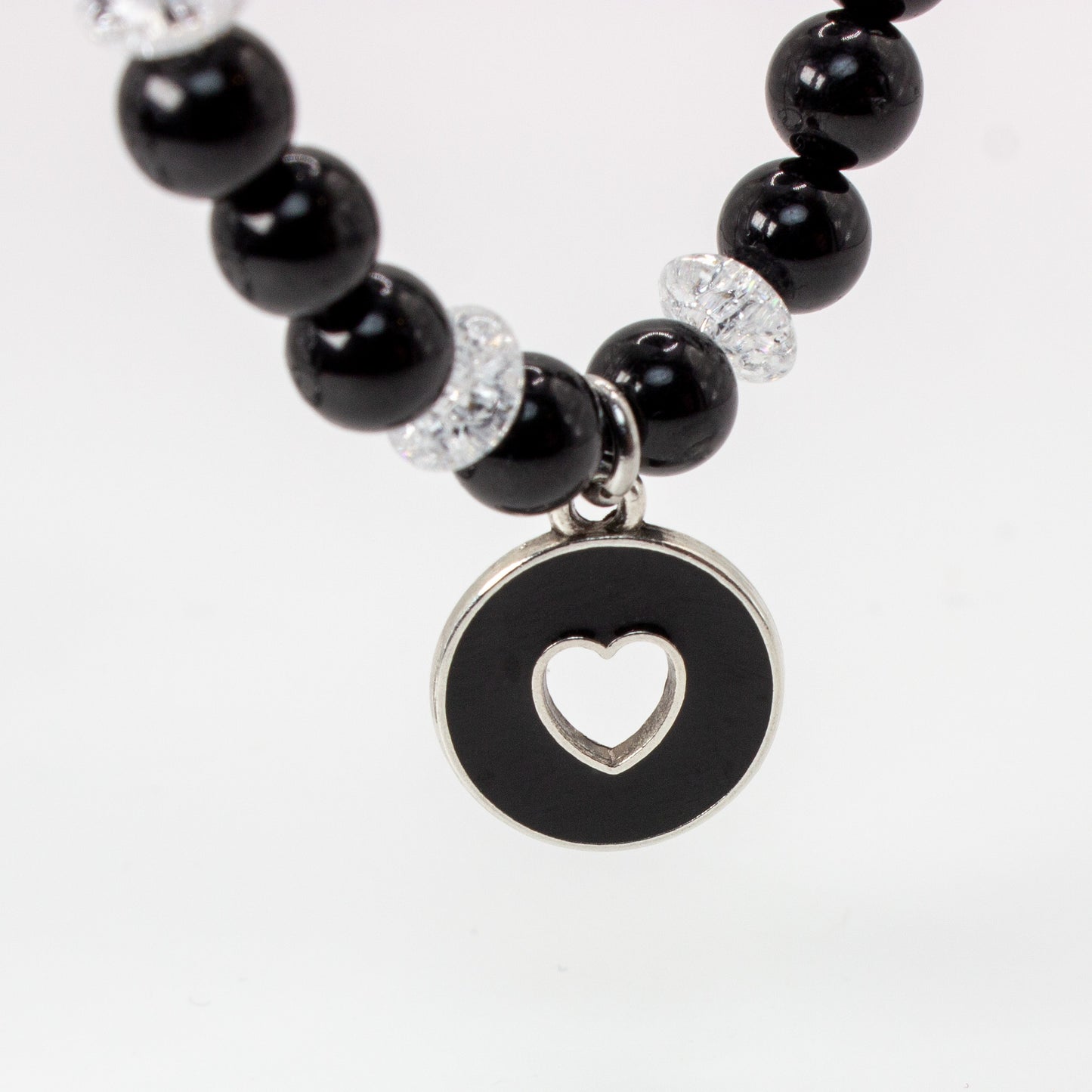 Kristallarmband "Black Heart" Silber